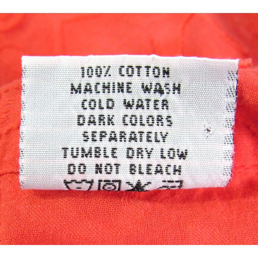 CMC Color Me Cotton Button Up Blouse 3/4 Sleeve Orange Textured Leaf Size S - Picture 7 of 7